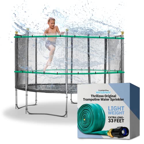 ThrillZoo Trampoline Sprinkler 39ft — Outdoor Lawn and Garden Hose Attachment — Fits 12 to 16ft Trampolines — Leak Proof UV Resistant — Easy Setup